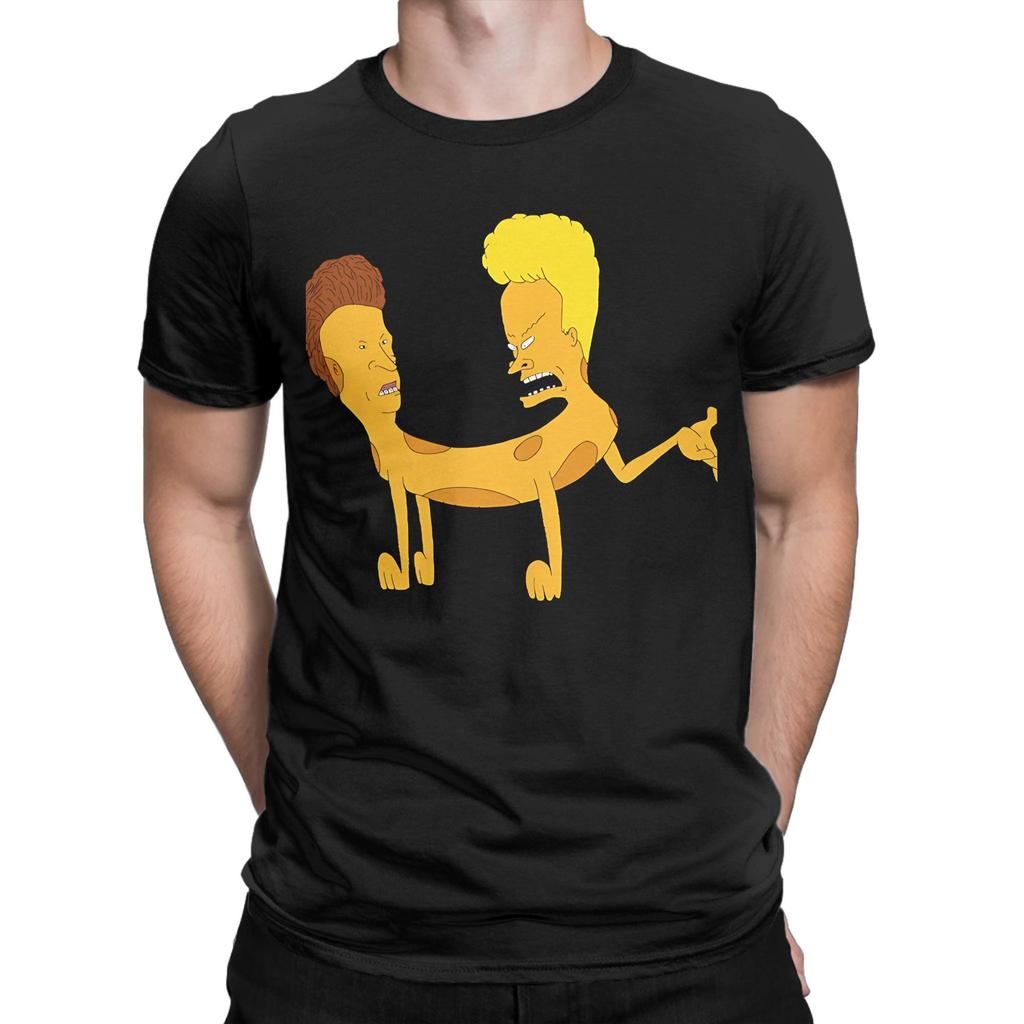 90s Grunge Cartoon Fusion Character Graphic 100% Cotton T-Shirt Beavis and Butt-Head Tops Tees