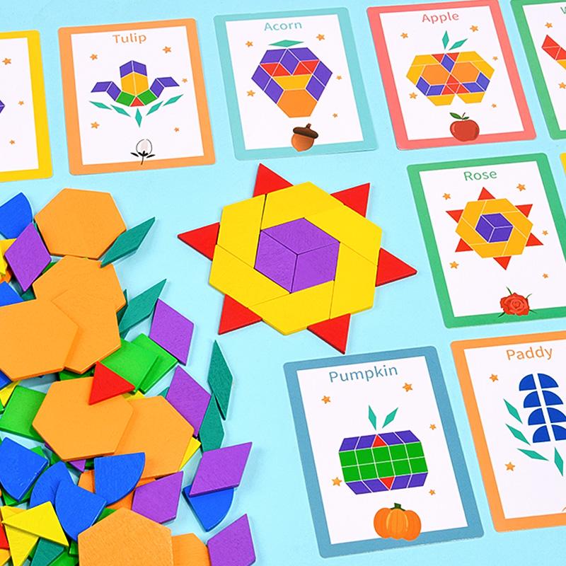 Wooden 3D Geometric Color Shape Jigsaw Puzzles Montessori Learning Brain Teaser Toys Creative Educational Gift for Kids