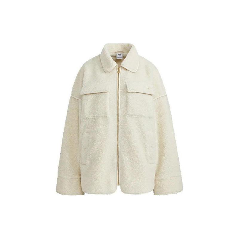 adidas Originals Women's White Sherpa Fleece Jacket HC6602