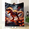 A Fiery, Molten Dinosaur with Glowing Lava Cracks and a Volcanic Backdrop. for All Seasons Blanket Lunch Break Throw Gift