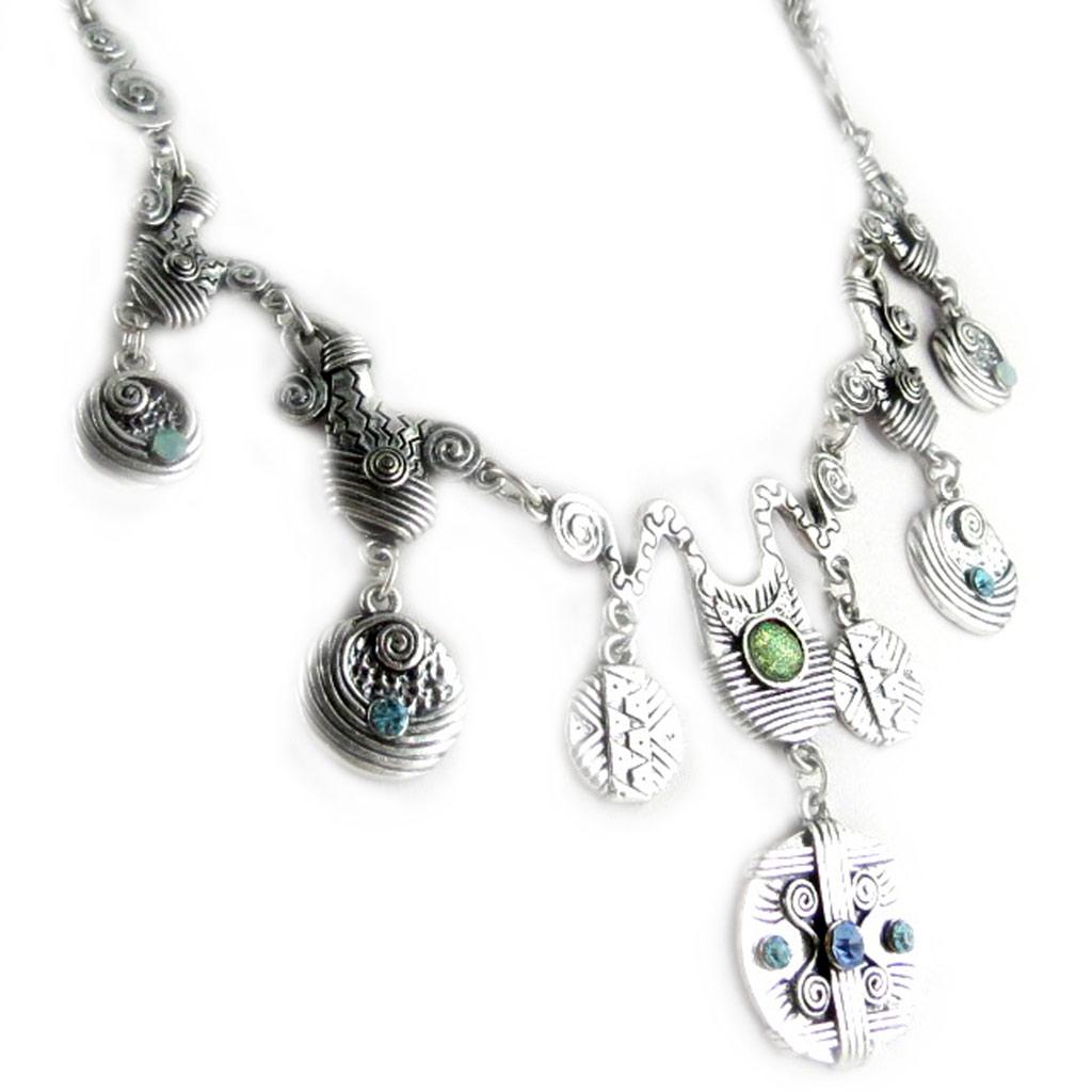 Les Trésors De Lily [D8951] - Designer Necklace 'Memories of the Past' Turquoise Silver