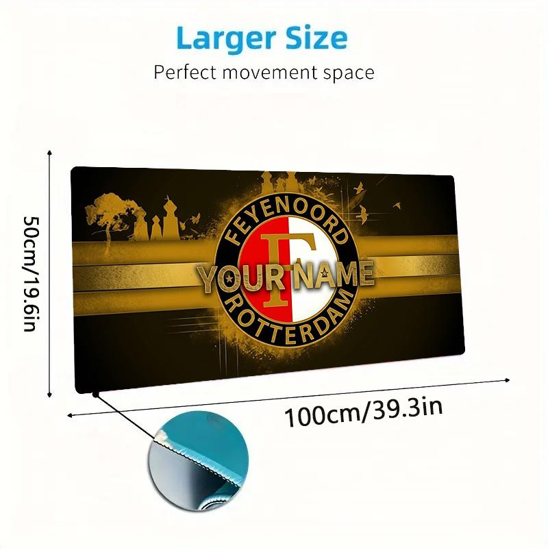 Feyenoord Custom Name Large Size Mouse Pad Large Gaming Table Cushion Non-slip Laptop Tablet Big Mousepad XXL Mat Mini PC Playmat With Lock Edge