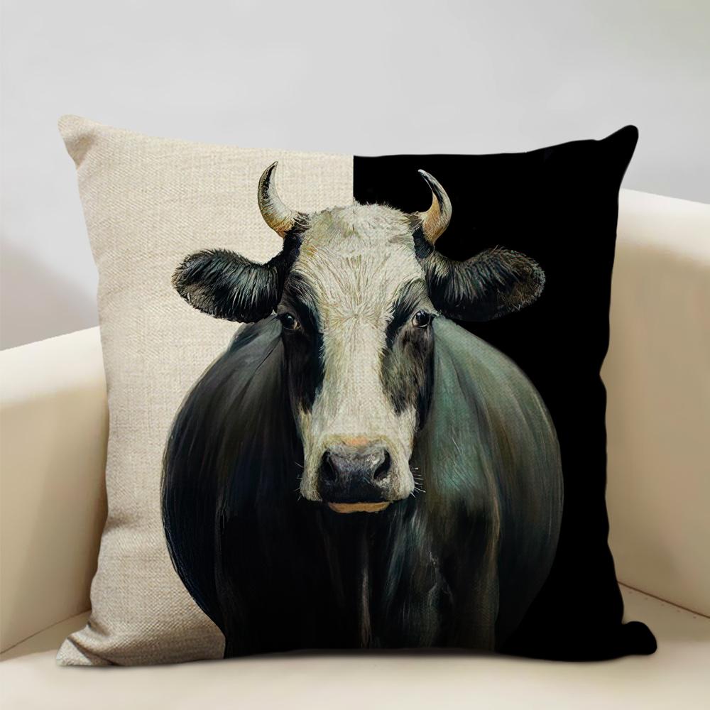 Animal Series Cushion Cover Nice Cow Sofa Decorative Pillow Cover Custom Pillow Case Outdoor Leisure Chair Waist Pillow Case