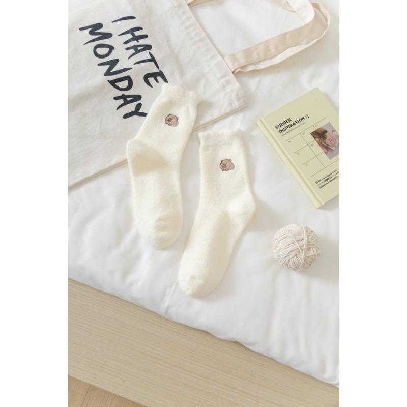 Female Autumn and Winter Style Thickens Warm Floor Sleep Month Son In Tube Socks
