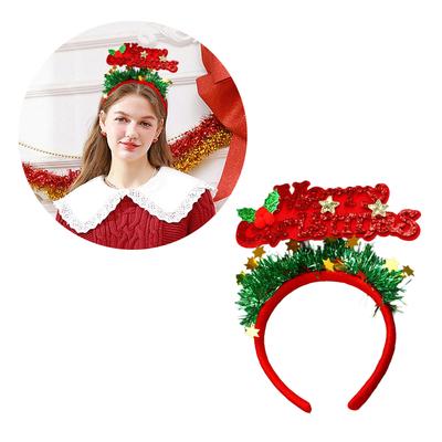 Glittering Christmas Letter Headband for Adult Kids Party Accessory Hairhoop Festival Hairband Seasonal Props Headwear