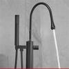 Brass Floor Standing Black Bathroom Bathtub Faucet + Handheld Shower Free Standing Chrome Luxury Grey BathTub Faucet Mixer Taps