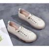 Women Flat Shoes Summer Breathable Cutout Casual Shoes Ladies Soft Bottom Genuine Leather Flats White Shoes Woman