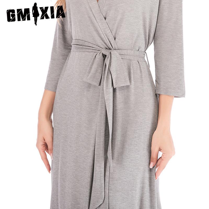 GMXIA Spring and Summer Robes New Women's Loose Loungewear Seven-minute Sleeve Splicing Robe