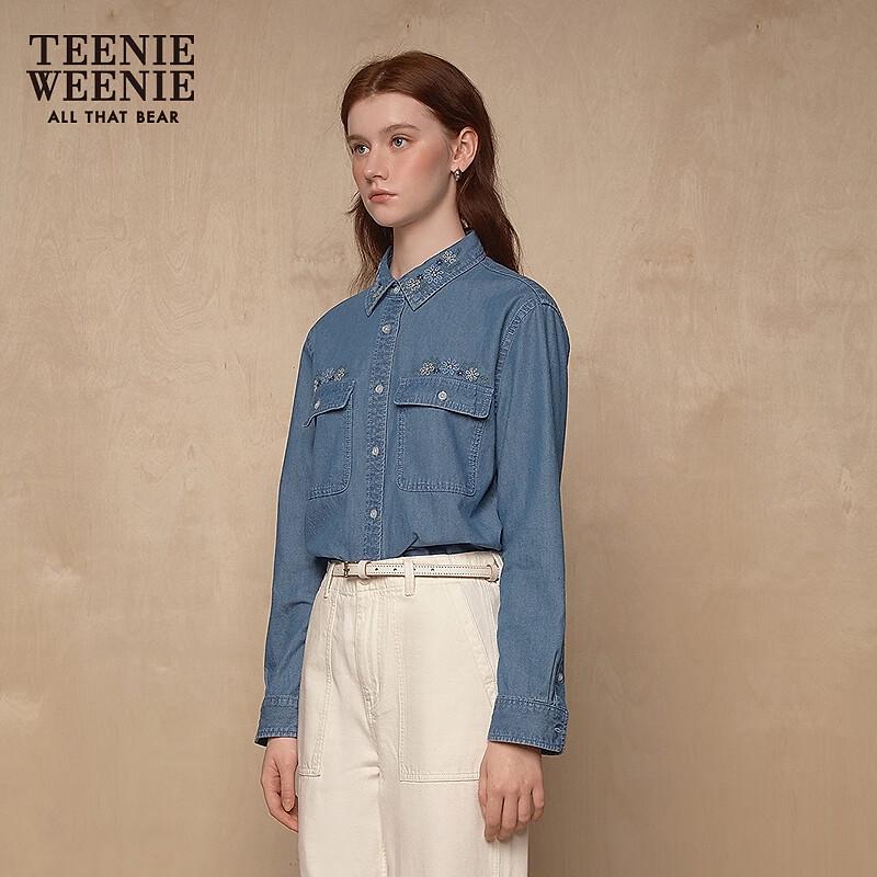 Teenie Weenie Damen-Denimhemd mit Blumenstickerei