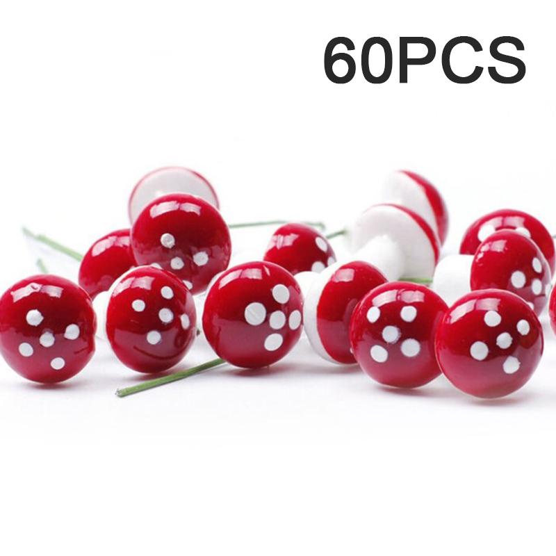 60Pcs Artificial Mini Mushroom Fairy Garden Moss Resin Crafts Garden Decor