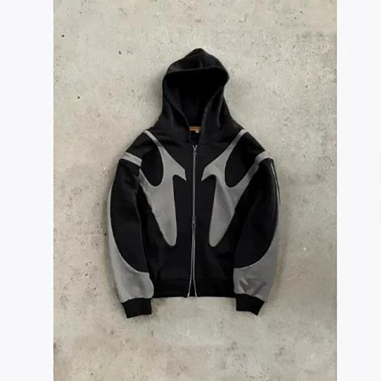 Amerikanischer Retro Buchstabenaufdruck Teufelsmuster Hoodie Y2k Harajuku Lässiger Partner Reißverschluss Hoodies Sweatshirt Mode Herrenbekleidung