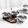 Creative Snack Bowl Electroplated Color Acacia Solid Wood Base With Handle Triangular Stainless Steel Nut Snack Bowl