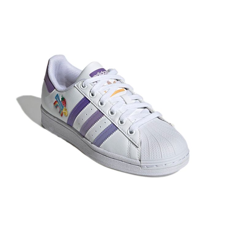 Adidas Originals Superstar J Fashion Casual Low-Top Kids Skate Shoes Kids Sneakers White Purple GY3313