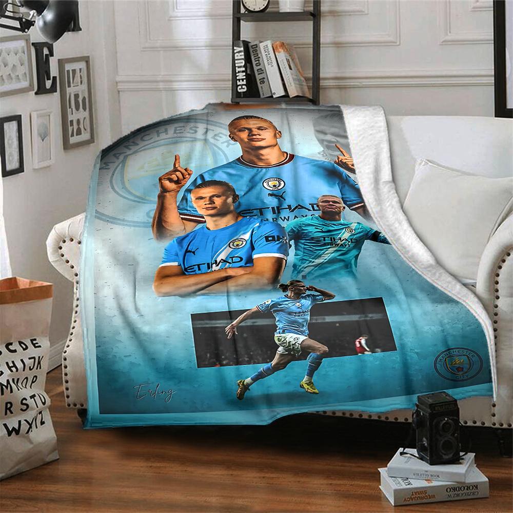Willkommen Manchester City Decken Flanell Bedruckt Atmungsaktiv Warm Überwurfdecke für Zuhause Büro Tagesdecken 0708a74