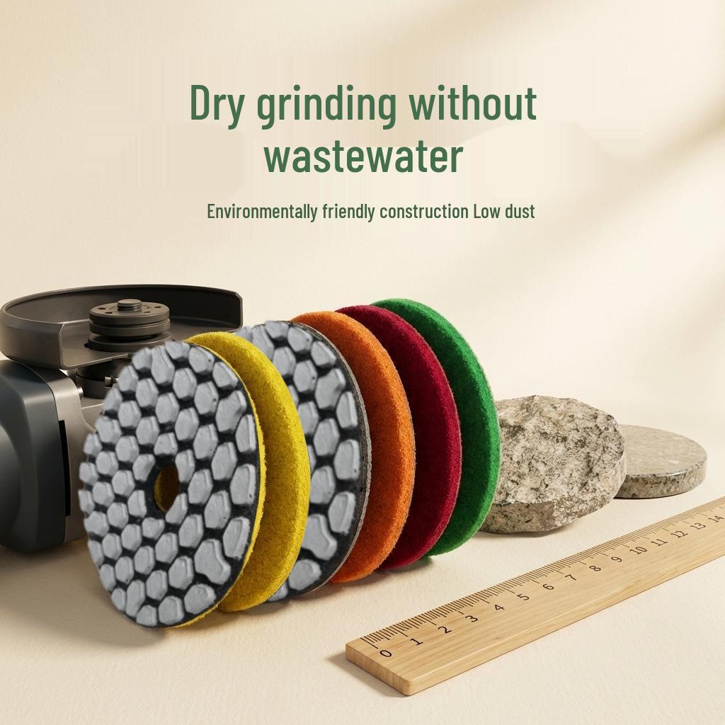 Four-Step Dry Polishing Pads for Stone, Fast-Grinding Pads for 34-Inch Angle Grinders, Marble & Granite Renovation Pads