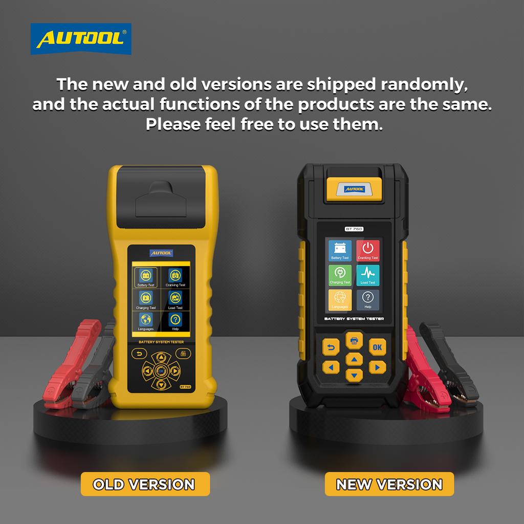 AUTOOL BT760 12/24V Car Battery Tester with Printer Battery Cranking Charging Test Analyzer for trucks&cars&motorcycles
