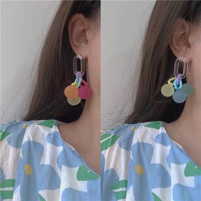 Dopamine Candy -Colored Fun Ball Earrings Summer Vacation Style Long Earrings Niche High -End Exaggerated Earrings