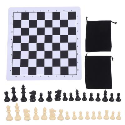 Chess Set 35mm Soft Chessboard Portable Standard Size International Chess Board Game for Home