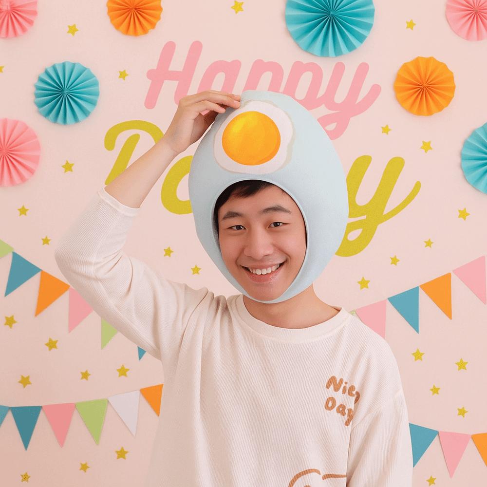 Plush Duck Egg Head Cover Unique Cartoon Head Cover Novelty Plush Head Cover  Photo Prop