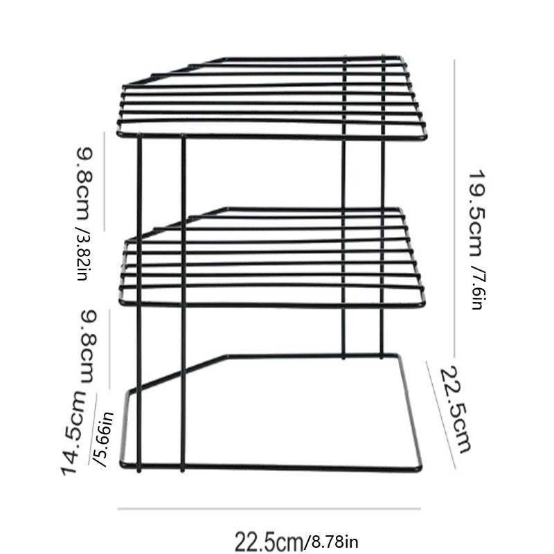 

1 шт. Угловая кухонная полка для специй Портативная Без пробивки Настольная Полка для хранения продуктов и прочего Подходит для кухни и ванной комнаты чёрный