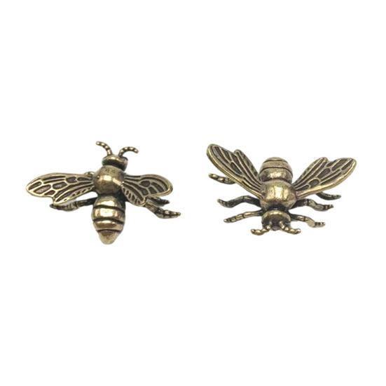 Brass Bee Figurine Tea Pet Solid Metal Bee Figure Model Statue Sculpture Toy Desktop Decoration Ornament Festival Collectible Gift