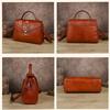 Johnature Chinese Style Genuine Leather Retro Embossed Women's Handbag With Large Capacity Shoulder Crossbody Bag