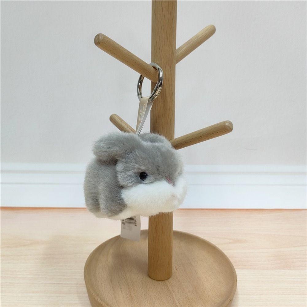 Simulation Plush Rabbit Keychain Soft Cartoon Rabbit Plush Pendants Kawaii Fluffy Plush Rabbit Doll Pendant Birthday Gift