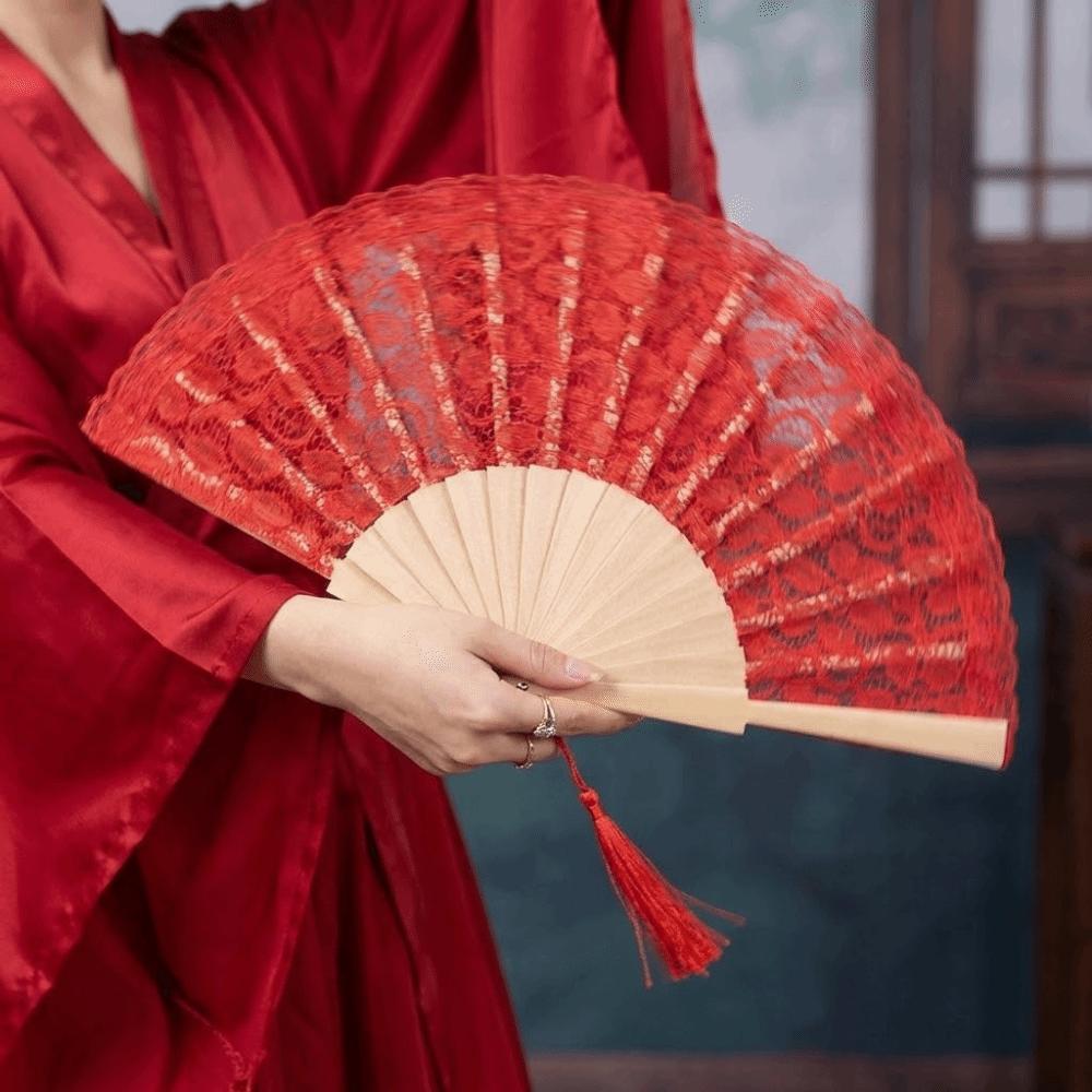 Handheld Lace Trim Folding Fan Vintage Antiquity Folding Fans Elegant Classic Fan Photography