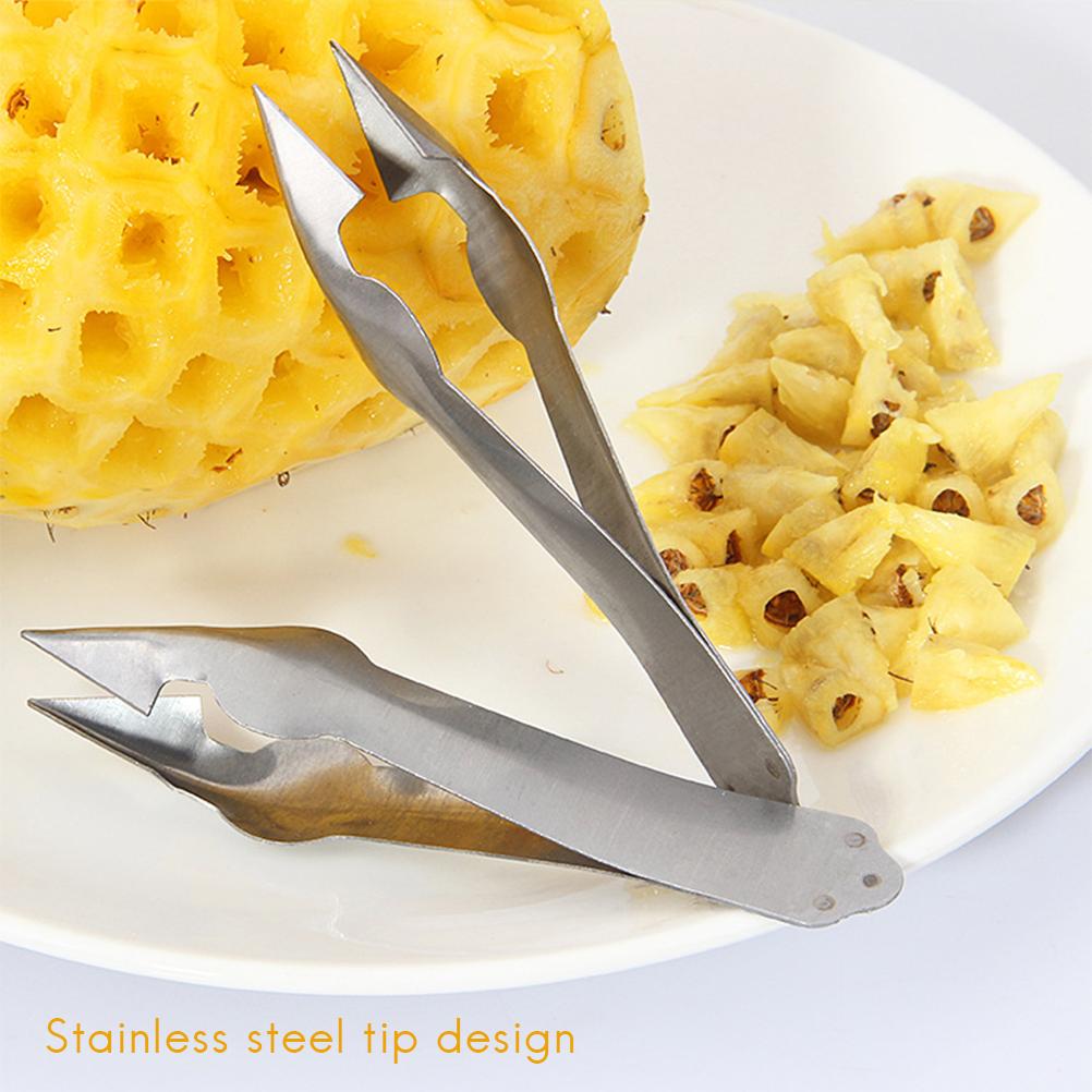 2 Pcs Stainless Steel Pineapple Eye Peeler Kitchen Seed Remover Cutting Clip Supplies