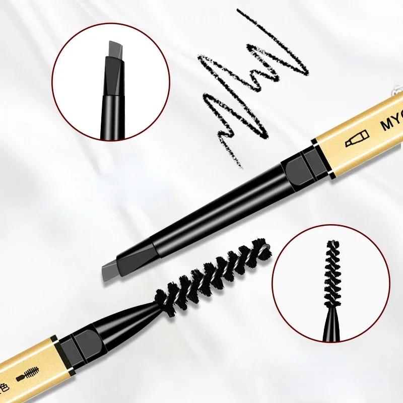 Small Gold Stick Double-Headed Eyebrow Pencil Ultra-Thin 3D Definition Lasting Non-Smudge Triangle Shape for Perfect Brows