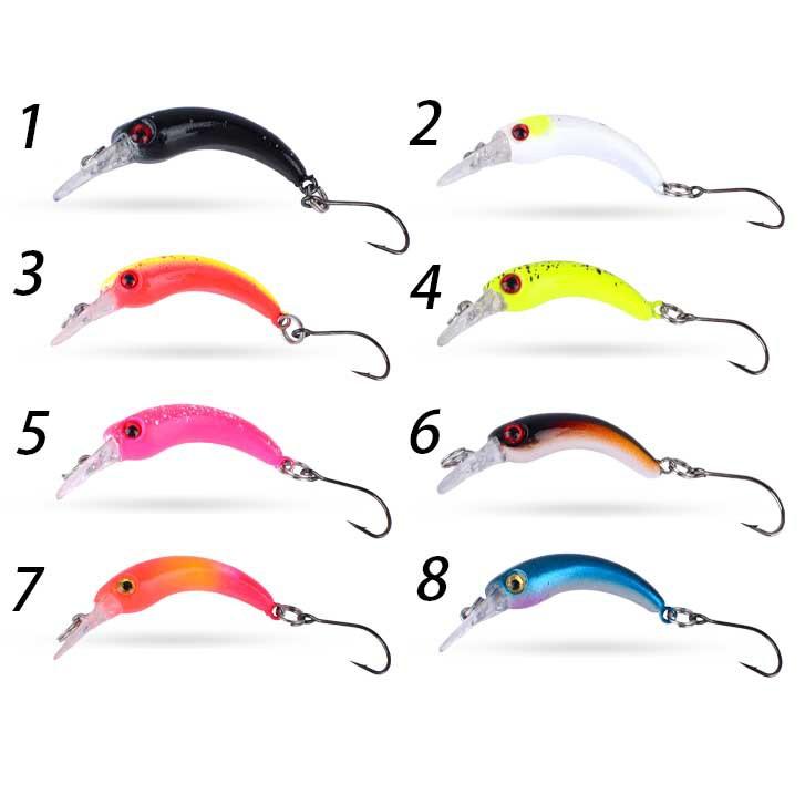 

8PCSMicro lure with a curved back and slow sinking action, Xiaomi Nuo4cm/1.2gSteel ball sharp single hook bait for trout and whi 4cm 1.57in 1.2g 0.04