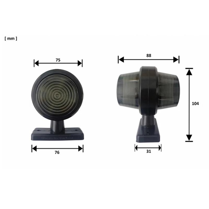New 2PCS Double Red Amber LED Side Lights Truck Outline Lamp Trailer Side Marker Light Car Caravan Accessories LED Lamp Lighting