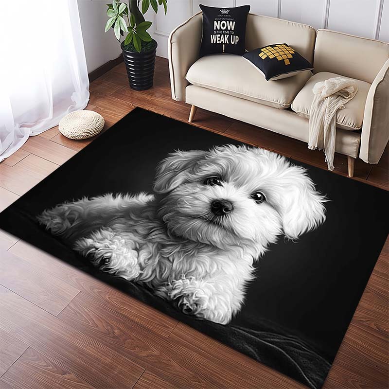 Cute White Maltese Puppy Portrait Area Rug, Non-Slip Floor Mat 40x60cm( 15x23in )