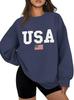 Women's Gothic Harajuku Plus Size Round Neck Hoodie with American Flag Print