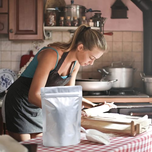 Rice Storage Bags, 5-Pack, 3kg Capacity, Vacuum Storage Containers, Aluminum Zippered Bags for Coffee Beans, Cereal, Nuts, Coffee, Tea, Refrigerator S