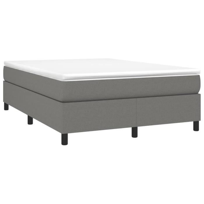 3144424 vidaXL Lit à sommier tapissier avec matelas Gris foncé 140x200cm Tissu