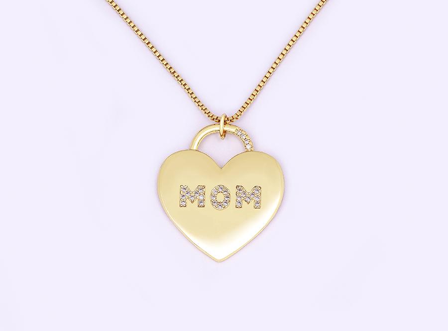Nidin Ins Fashion New Creative Design Zircon MOM Letter Heart Shape Necklace Personalized Jewelry Party Accessories Gift