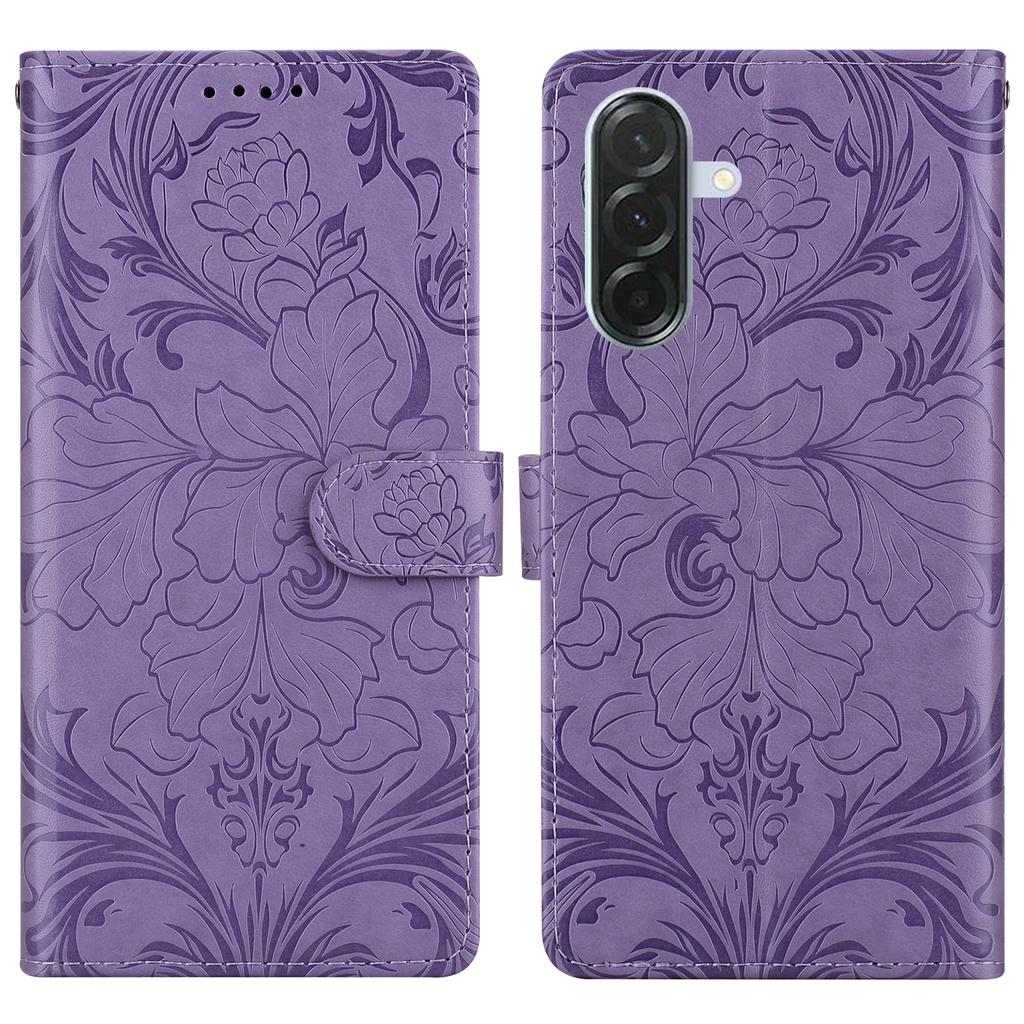 For Samsung Galaxy A26 5G Leather Case Imprinted Floral Pattern Wallet Stand Flip Phone Cover