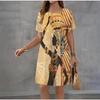 Summer Ladies 3D Printed Short Sleeve Dress Fashion Versatile Breathable Trend Casual
