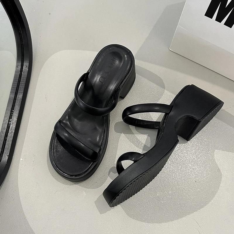 New Summer Open Toe Women's Slippers Fashion Ladies Outdoor Thick Bottom Dress Slide Sandals