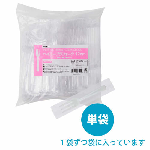 Shimojima Heiko Forks, Plastic, Clear, 12cm, Individually Wrapped, 100 Pieces, 004513012