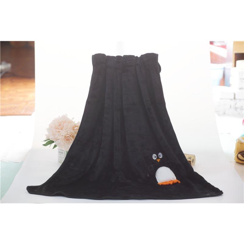 Xmas Cartoon Double-Sided Flannel Blanket - Santa, Reindeer, Snowman & Penguin Office Nap Blanket Christmas Gift