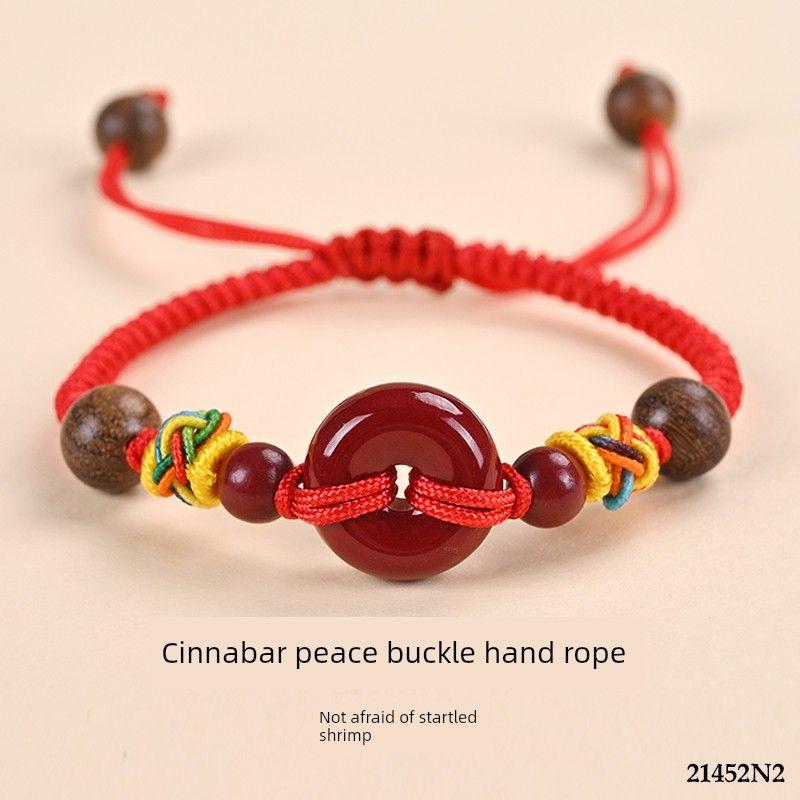 

Браслет с пряжкой безопасности из киновари для младенцев и детей, защищающий от испуга, из персикового дерева, на год рождения, для беременных женщин, детский браслет из красной веревки, ремешок-змея [Children s] Cinnabar peace buckle peach red rope