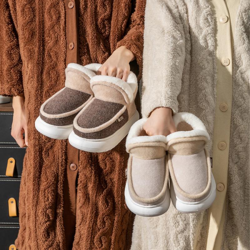 Bag Heel Cotton Slippers Winter Warm Thick-soled Indoor Home Couple Piled Thickened Autumn and Winter Cotton Shoes
