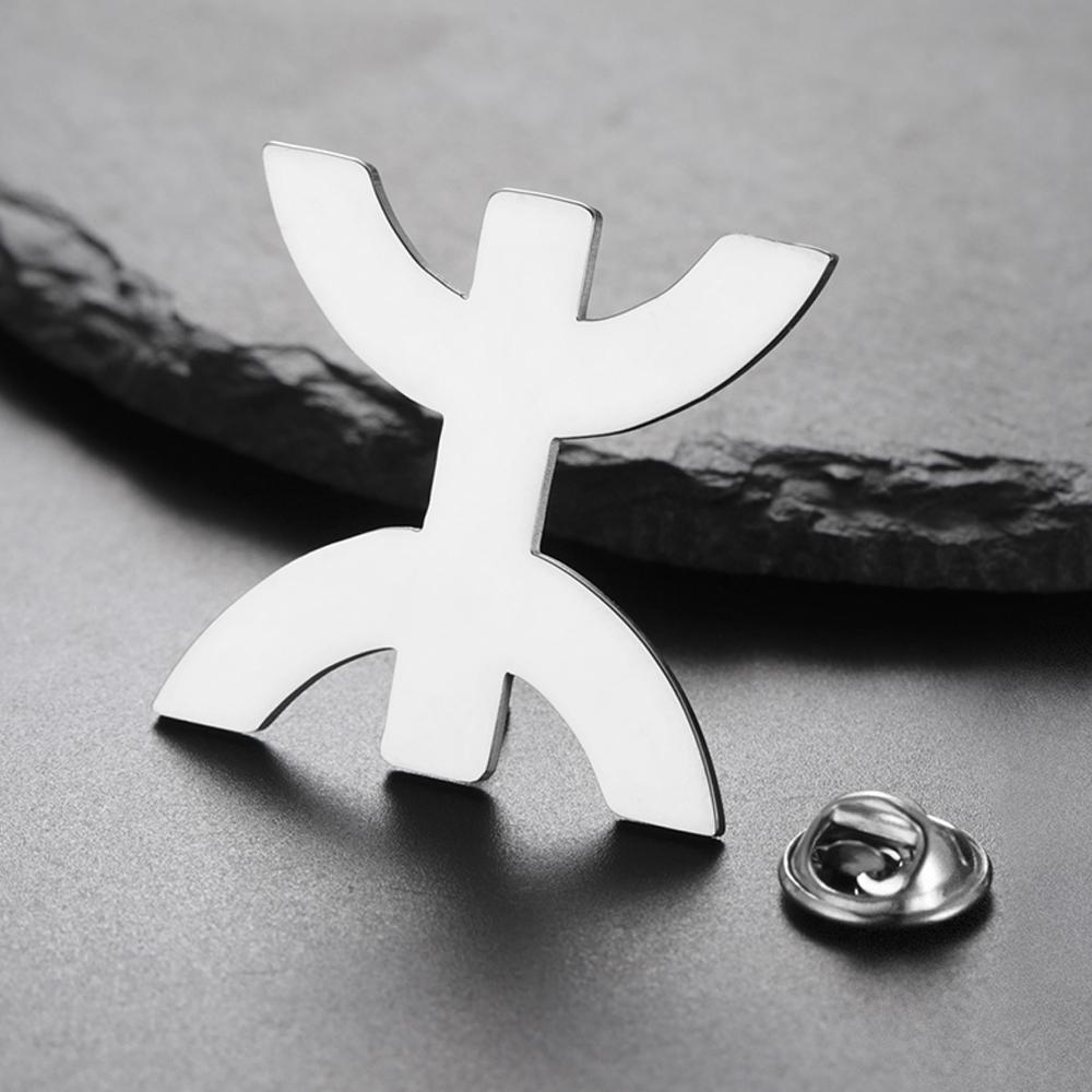 Dawapara African Berber Symbol Brooch Pins Tribe Totem Egypt Religious Kabyle Amazigh Jewelry Stainless Steel