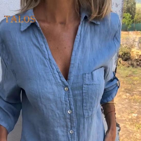 Женская рубашка с V-образным вырезом — фото 6