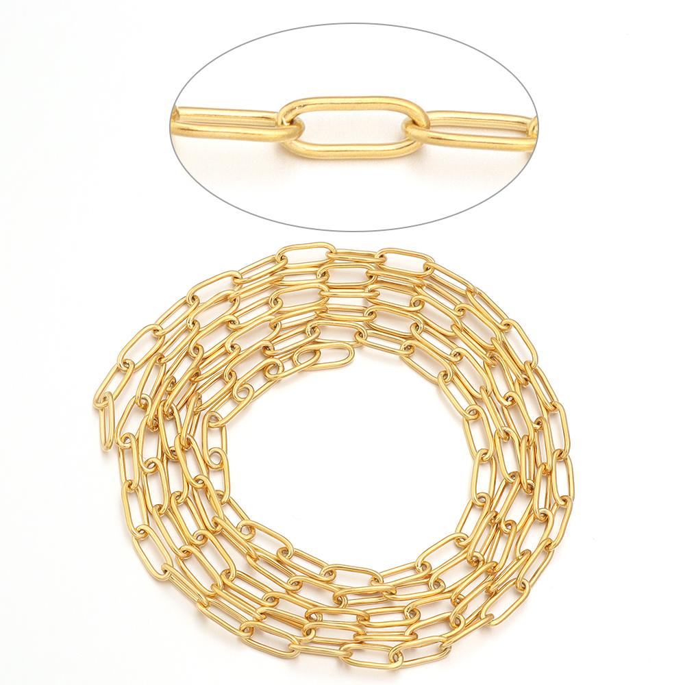 1Meter Stainless Steel Paperclip Chain for Necklace Bracelet Choker Jewelry Making Components DIY Gold Steel Color Link Chain