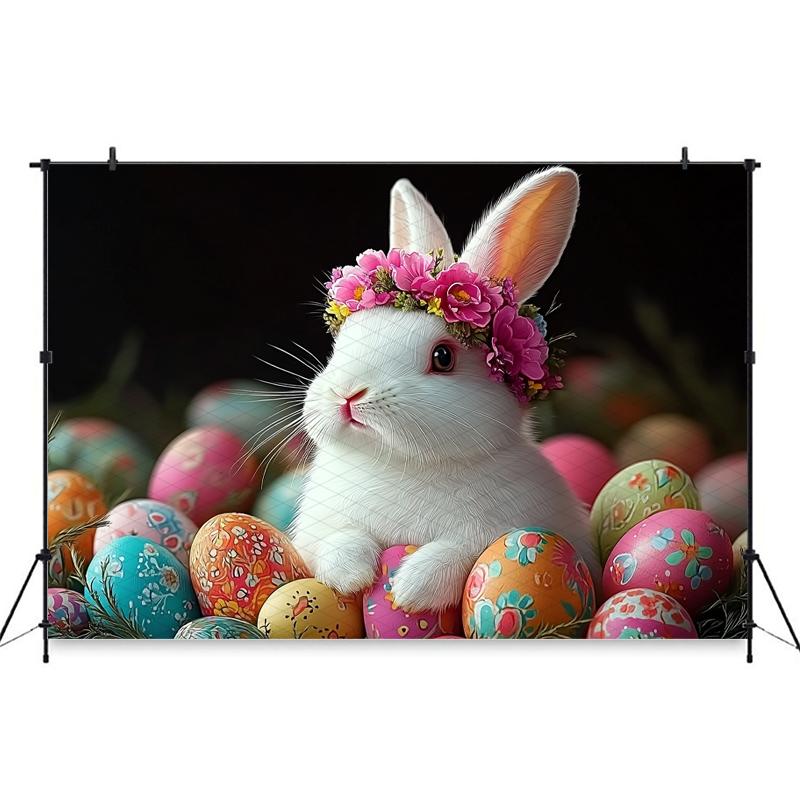 Mocsicka Easter Party Bunny Backdrop Photography Studio Banner Spring Flowers Egg Decors Baby Newborn Portrait Photo Backgrounds