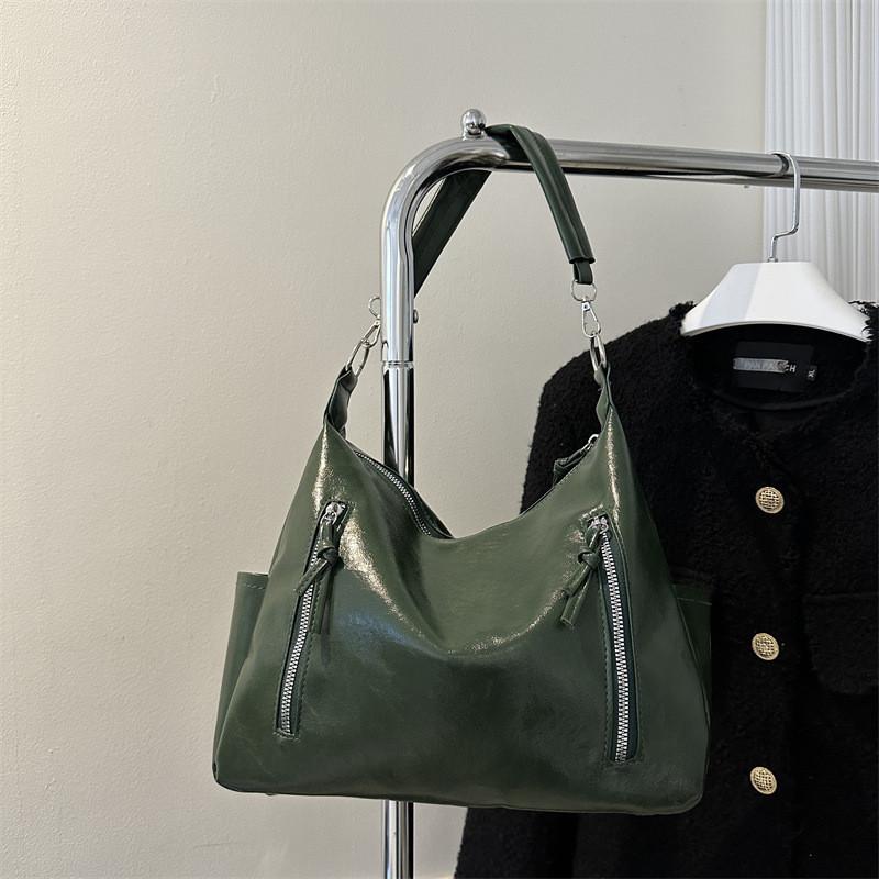 Stylish Vintage Pu Tote Bag For Women Large Capacity Shoulder Handbag With Zipper