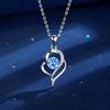 S925 Sterling Silver Heart Necklace with Zirconia Diamonds - 'I Love You At First Sight' Ocean Heart Jewelry